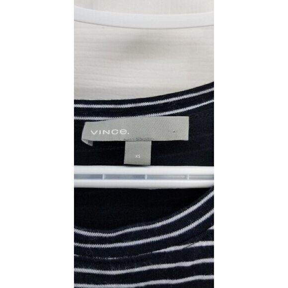 Vince T Shirt Dress Side Tie Navy Stripe Cotton Lined Nautical XS - Picture 3 of 5